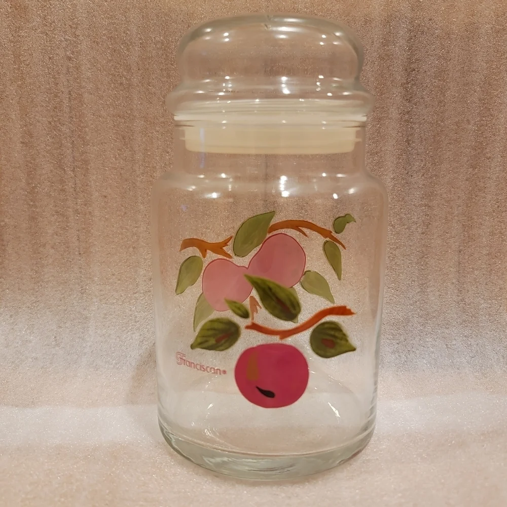 Vintage Franciscan Glassware Storage Jar and Lid Apple (England Backstamp)